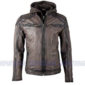 Mauritius Vinn Hooded 100% New Genuine Lambskin Fashion Leather Jacket For Men